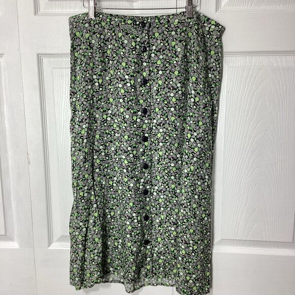 CJ Banks Rayon Skirt Fruit Design Pears Limes Pineapples Button Front 1X - Picture 8 of 11